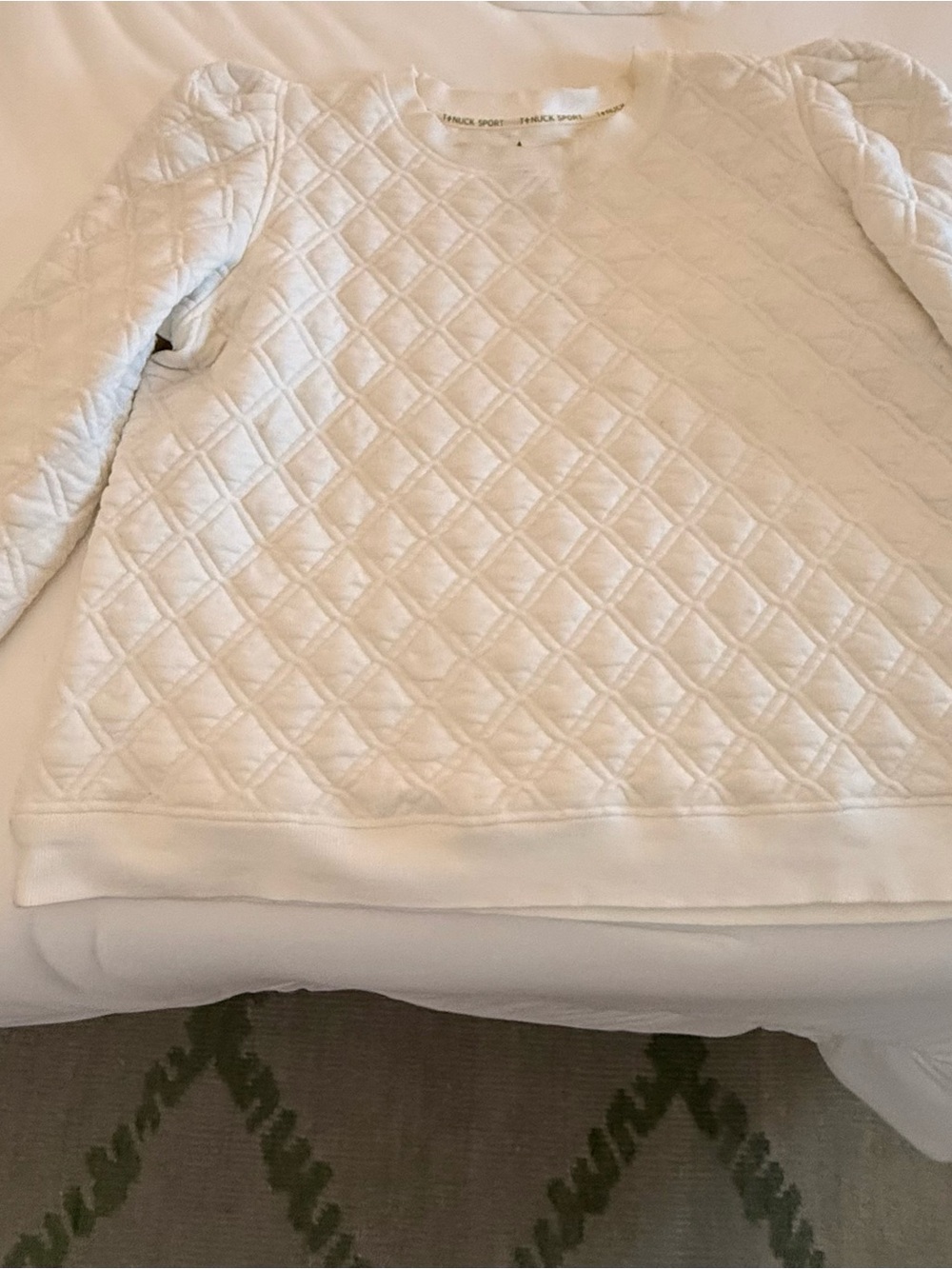 Tuckernuck-Off White Quilted Crewneck Teddy Jacket